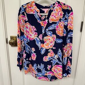 Lilly Pulitzer Elsa Navy, Pink, Orange, Blue Blouse
